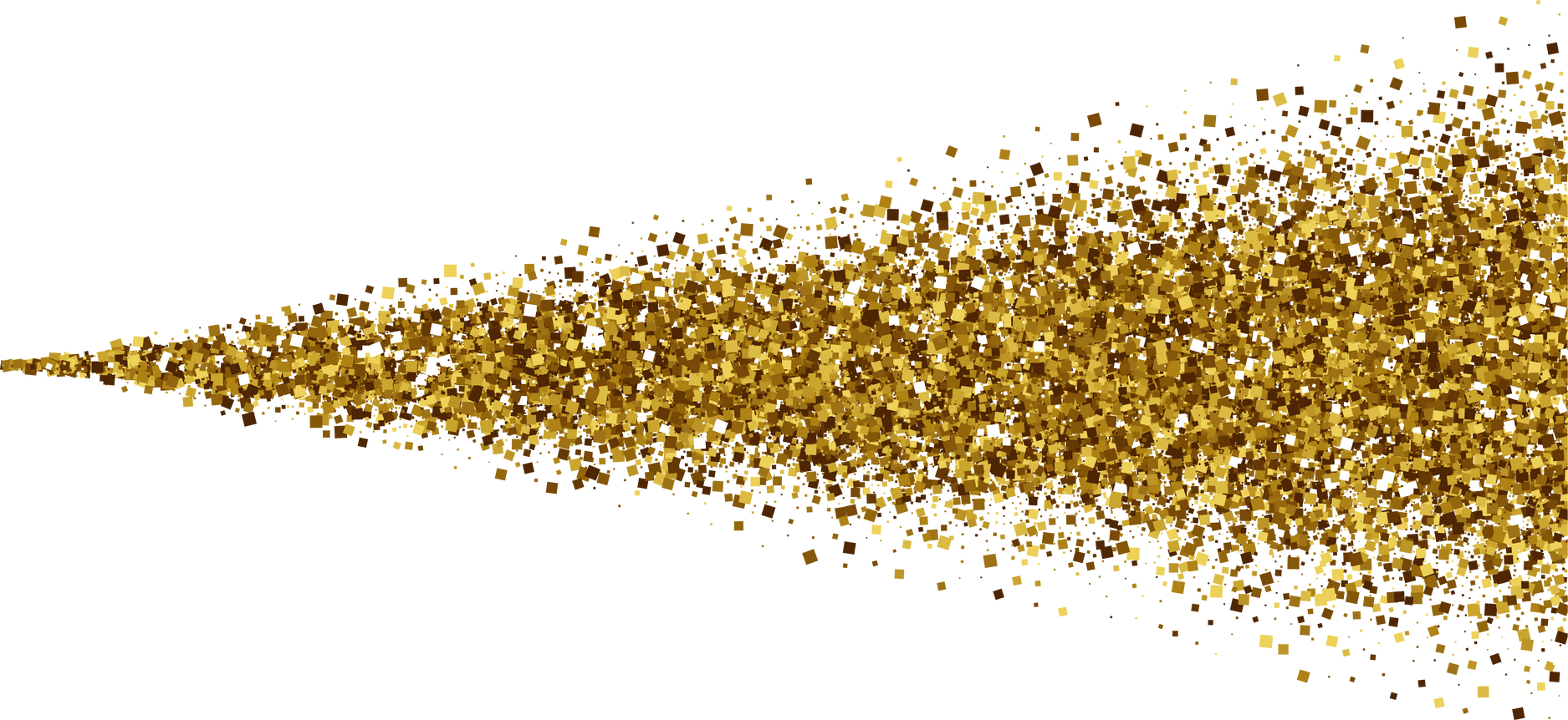 Golden Shiny Tinsel Sprayed Particles Isolated Border